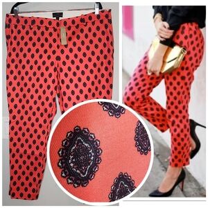 NWT J. Crew Minnie Coral Medallion Print Ankle Pants Women's plus size 16